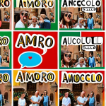 **

A collage of Italian affectionate nicknames (like "tesoro," "amore," "cucciolo") written in a playful, colorful font. Background should feature a stylized Italian piazza scene with people laughing and using smartphones. Emphasize the warmth and closeness of Italian culture. Maybe incorporate speech bubbles with the nicknames in them.

**