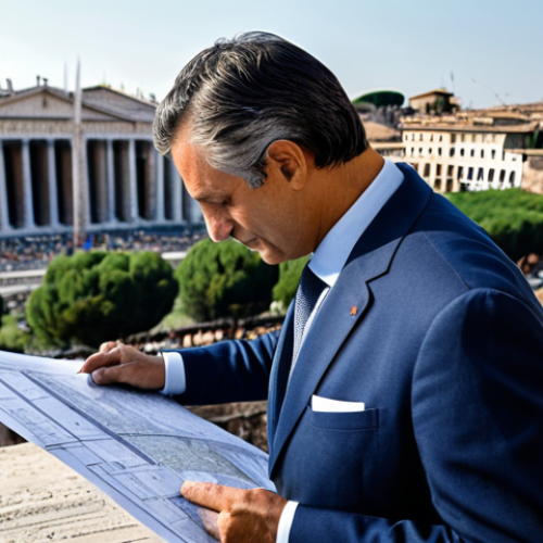 **

A professional Italian architect, fully clothed in stylish yet modest business attire, reviewing blueprints on a construction site in Rome. Ancient Roman architecture is subtly visible in the background. Perfect anatomy, correct proportions, natural pose, well-formed hands, proper finger count. Safe for work, appropriate content, professional, family-friendly, high quality.

**